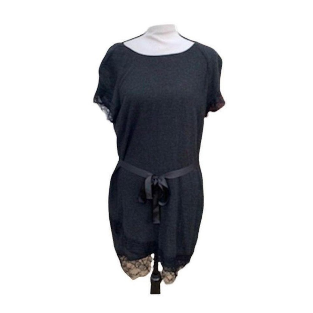 Zara Basic Size Large Black Viscose/Wool Bodycon MiniDress‎